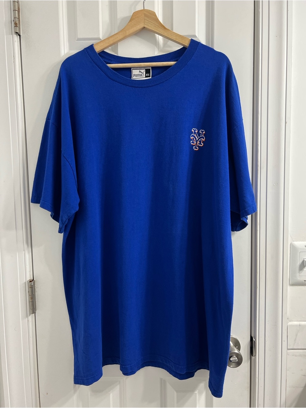 New York Mets Vintage Puma Royal Blue embroidered emblem tee Size XL